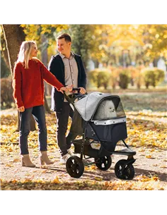 PawHut Dog Pram Dog Stroller Pet Stroller, 3 Wheels Dog Pushchair with Brake, for Small Miniature Dogs, Cats, Red 2