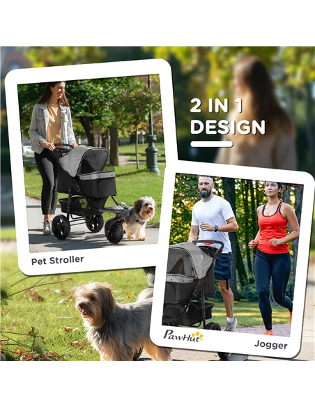 PawHut Dog Pram Dog Stroller Pet Stroller, 3 Wheels Dog Pushchair with Brake, for Small Miniature Dogs, Cats, Red