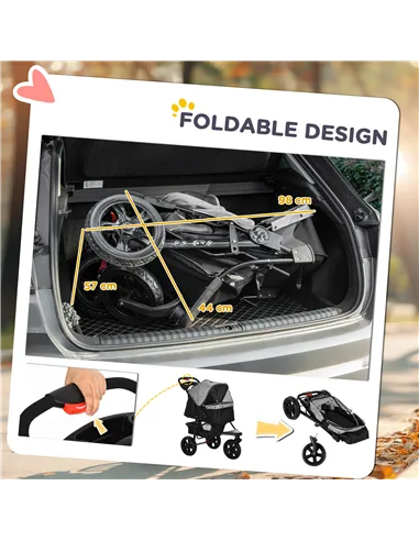 PawHut Dog Pram Dog Stroller Pet Stroller, 3 Wheels Dog Pushchair with Brake, for Small Miniature Dogs, Cats, Red