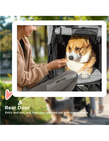 PawHut Dog Pram Dog Stroller Pet Stroller, 3 Wheels Dog Pushchair with Brake, for Small Miniature Dogs, Cats, Red