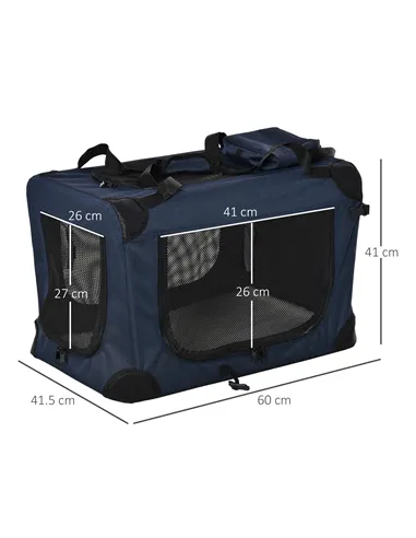 PawHut Foldable Pet Carrier for Small and Miniature Dogs, Portable Cat Carrier Soft Side Pet Travel Crate with Removable Mat, St