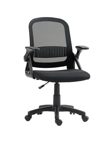 HOMCOM Breathable Mesh Office Chair, Ergonomic Swivel Computer Chair with Flip-up Armrests, Lumbar Back Support for Home/Office,