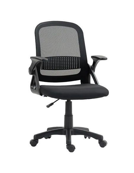 HOMCOM Breathable Mesh Office Chair, Ergonomic Swivel Computer Chair with Flip-up Armrests, Lumbar Back Support for Home/Office,