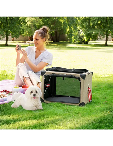 PawHut Foldable Pet Carrier, with Cushion, for Small Dogs and Cats