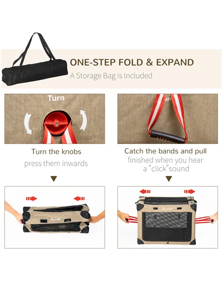 PawHut Foldable Pet Carrier, with Cushion, for Small Dogs and Cats