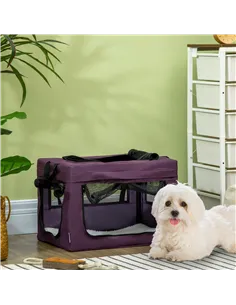 PawHut 48.5cm Pet Carrier, with Cushion, for Miniature Dogs - Purple 2