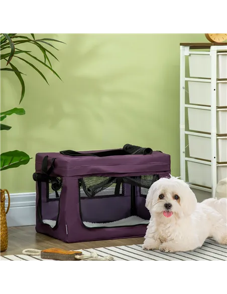 PawHut 48.5cm Pet Carrier, with Cushion, for Miniature Dogs - Purple