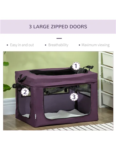 PawHut 48.5cm Pet Carrier, with Cushion, for Miniature Dogs - Purple