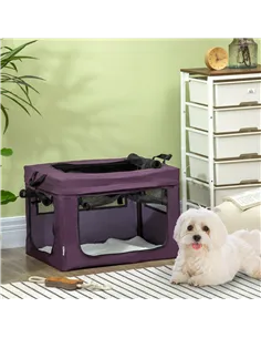 PawHut 60cm Pet Carrier, with Cushion, for Miniature Dogs - Purple 2