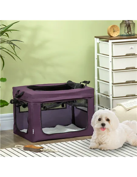 PawHut 60cm Pet Carrier, with Cushion, for Miniature Dogs - Purple