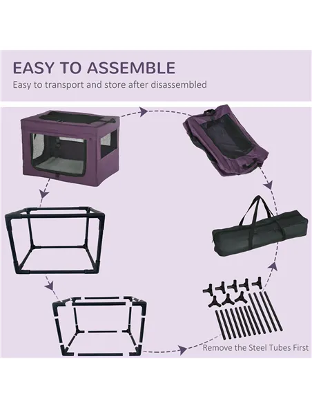PawHut 60cm Pet Carrier, with Cushion, for Miniature Dogs - Purple