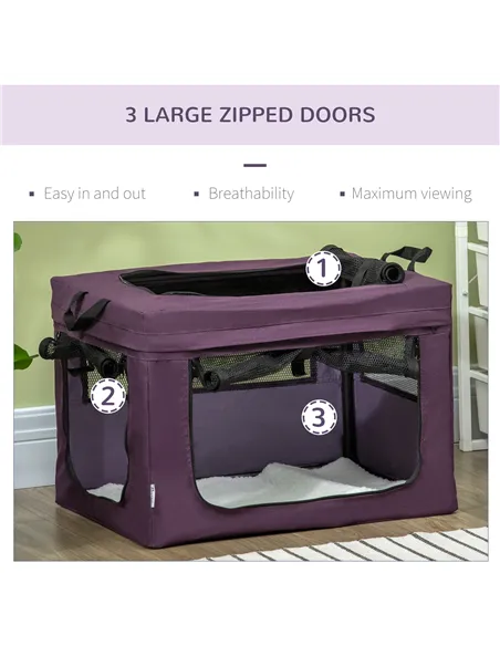 PawHut 60cm Pet Carrier, with Cushion, for Miniature Dogs - Purple