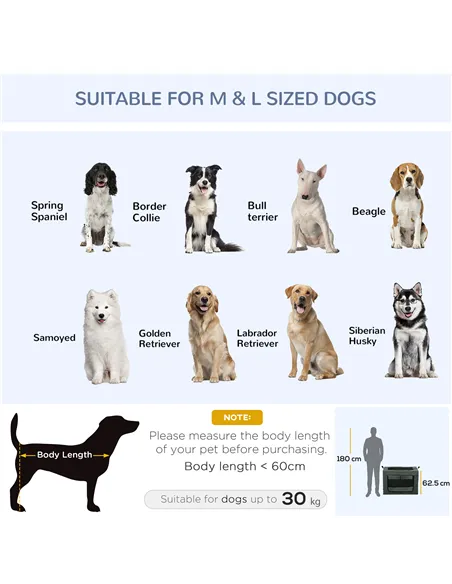PawHut 90cm Pet Carrier Bag, with Cushion for Medium, Large Dogs - Grey