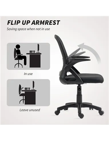 HOMCOM Breathable Mesh Office Chair, Ergonomic Swivel Computer Chair with Flip-up Armrests, Lumbar Back Support for Home/Office,