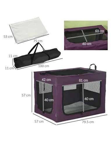 PawHut 80cm Pet Carrier, with Cushion, for Small and Medium Dogs - Purple