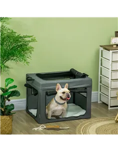 PawHut 69cm Pet Carrier, with Cushion, for Miniature and Small Dogs - Grey 2