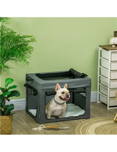 PawHut 69cm Pet Carrier, with Cushion, for Miniature and Small Dogs - Grey