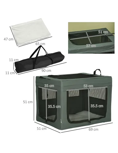 PawHut 69cm Pet Carrier, with Cushion, for Miniature and Small Dogs - Grey