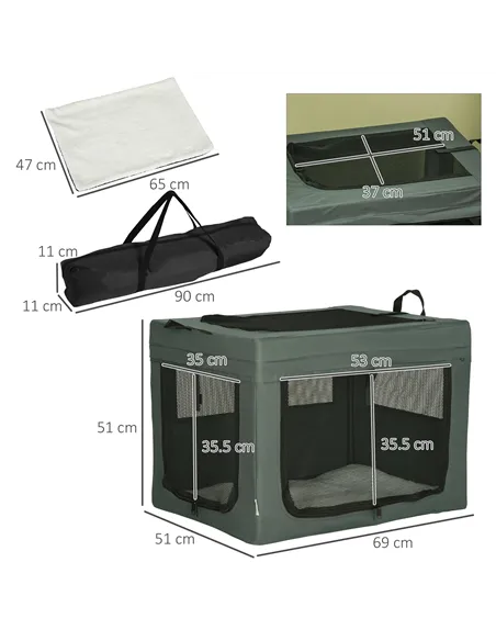 PawHut 69cm Pet Carrier, with Cushion, for Miniature and Small Dogs - Grey