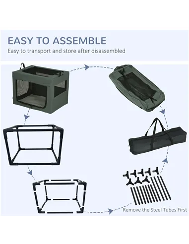 PawHut 69cm Pet Carrier, with Cushion, for Miniature and Small Dogs - Grey