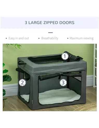 PawHut 69cm Pet Carrier, with Cushion, for Miniature and Small Dogs - Grey