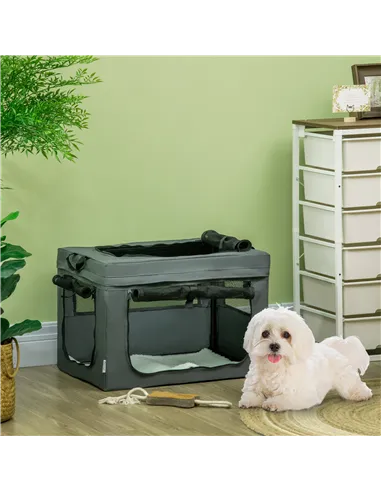 PawHut 60cm Pet Carrier, with Cushion, for Miniature Dogs - Grey