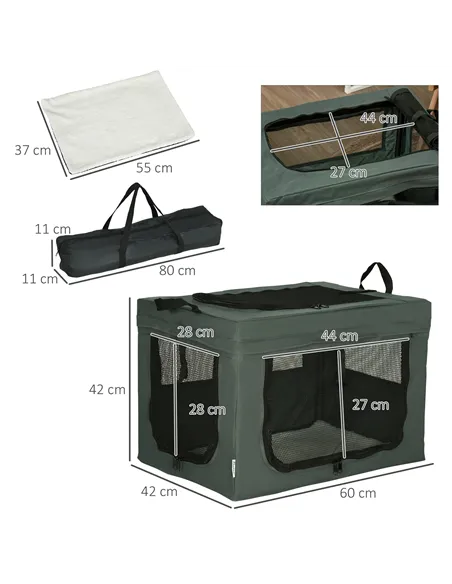 PawHut 60cm Pet Carrier, with Cushion, for Miniature Dogs - Grey