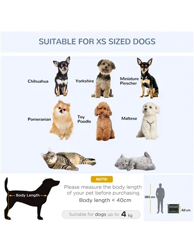 PawHut 60cm Pet Carrier, with Cushion, for Miniature Dogs - Grey