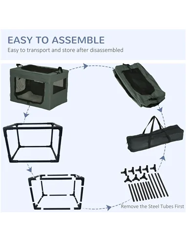 PawHut 60cm Pet Carrier, with Cushion, for Miniature Dogs - Grey