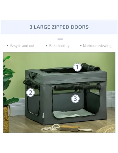 PawHut 60cm Pet Carrier, with Cushion, for Miniature Dogs - Grey