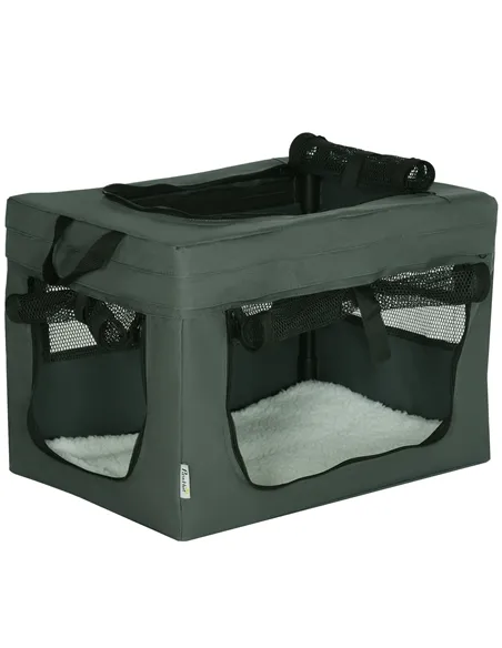 PawHut 48.5cm Pet Carrier, with Cushion, for Miniature Dogs - Grey
