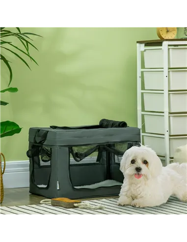 PawHut 48.5cm Pet Carrier, with Cushion, for Miniature Dogs - Grey