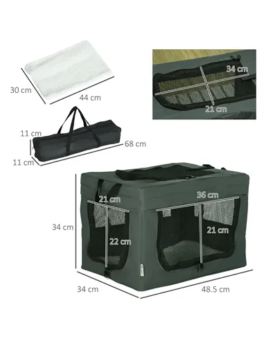 PawHut 48.5cm Pet Carrier, with Cushion, for Miniature Dogs - Grey