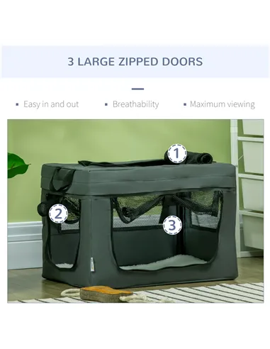 PawHut 48.5cm Pet Carrier, with Cushion, for Miniature Dogs - Grey