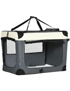 PawHut 91cm Foldable Pet Carrier, with Cushion, for Large Dogs and Cats - Grey