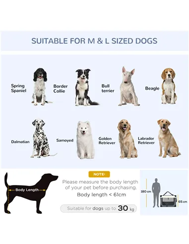 PawHut 91cm Foldable Pet Carrier, with Cushion, for Large Dogs and Cats - Grey