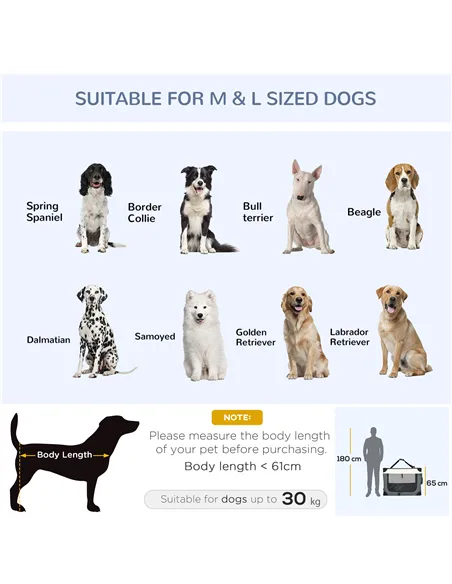 PawHut 91cm Foldable Pet Carrier, with Cushion, for Large Dogs and Cats - Grey