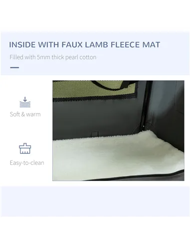 PawHut 91cm Foldable Pet Carrier, with Cushion, for Large Dogs and Cats - Grey