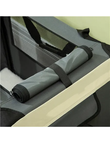 PawHut 91cm Foldable Pet Carrier, with Cushion, for Large Dogs and Cats - Grey