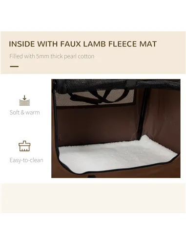 PawHut 60cm Foldable Pet Carrier, with Cushion, for Mini Dogs and Cats - Brown