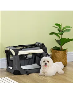 PawHut 51cm Foldable Pet Carrier, with Cushion, for Mini Dogs and Cats - Grey 2