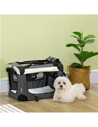 PawHut 51cm Foldable Pet Carrier, with Cushion, for Mini Dogs and Cats - Grey