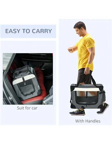 PawHut 51cm Foldable Pet Carrier, with Cushion, for Mini Dogs and Cats - Grey