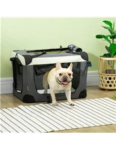 PawHut 60cm Foldable Pet Carrier, with Cushion, for Miniature Dogs and Cats - Grey 2