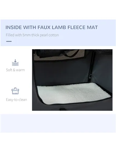 PawHut 60cm Foldable Pet Carrier, with Cushion, for Miniature Dogs and Cats - Grey