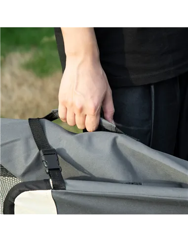 PawHut 60cm Foldable Pet Carrier, with Cushion, for Miniature Dogs and Cats - Grey