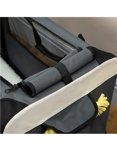 PawHut 60cm Foldable Pet Carrier, with Cushion, for Miniature Dogs and Cats - Grey