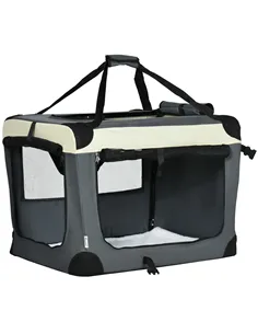 PawHut 70cm Foldable Pet Carrier, with Cushion, for Small Dogs and Cats - Grey