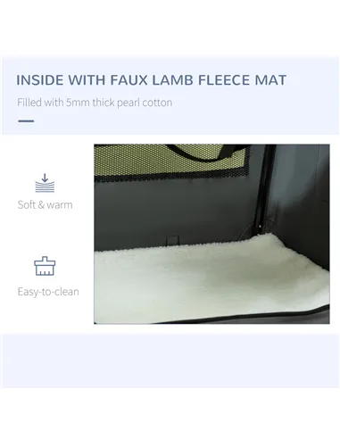 PawHut 70cm Foldable Pet Carrier, with Cushion, for Small Dogs and Cats - Grey