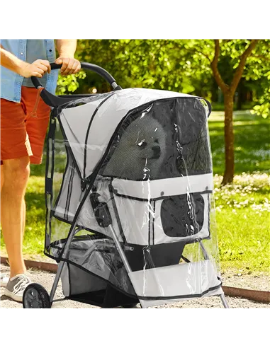 PawHut Dog Stroller Rain Cover, Cover for Dog Pram Stroller Buggy w/ Rear Side Entry